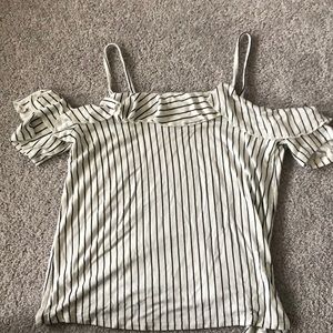 black and white striped off the shoulder tank top